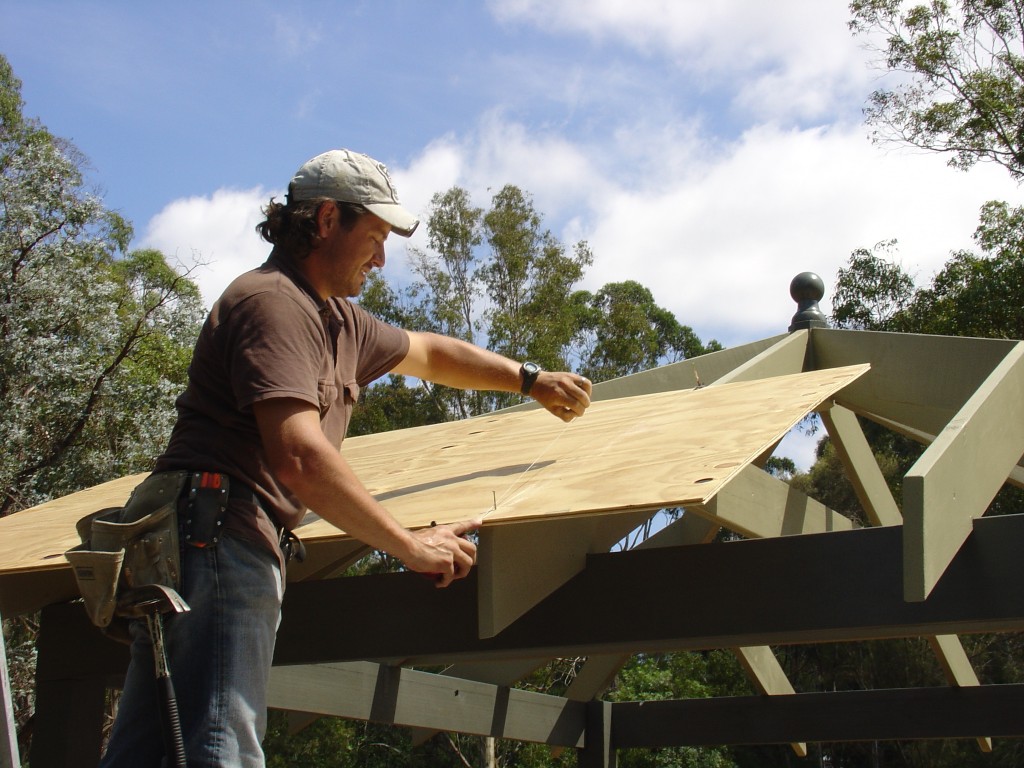 Chalkline for cutting up ther centre rafter Chalkline for cutting up ther centre rafter of the garden gazebo